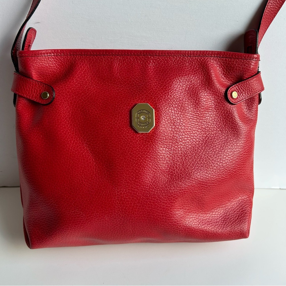 Karina Firenze Red Pebbled Leather Crossbody Bag Made In Italy Vintage